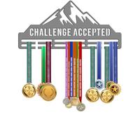 KreateSquare Medal Hanger | Challenge Accepted Design | Sturdy 2-Row Medal Display Rack Made of Durable 3mm Acrylic | Perfect for Wall & Bedroom Decoration (Dark Grey)