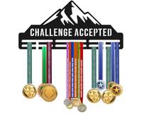 KreateSquare Medal Hanger | Challenge Accepted Design | Sturdy 2-Row Medal Display Rack Made of Durable 3mm Acrylic | Perfect for Wall & Bedroom Decoration (Black)
