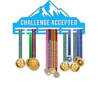 KreateSquare Medal Hanger | Challenge Accepted Design | Sturdy 2-Row Medal Display Rack Made of Durable 3mm Acrylic | Perfect for Wall & Bedroom Decoration (Blue)