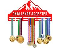 KreateSquare Medal Hanger | Challenge Accepted Design | Sturdy 2-Row Medal Display Rack Made of Durable 3mm Acrylic | Perfect for Wall & Bedroom Decoration (Red)