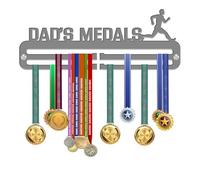 KreateSquare Medal Hanger for Dad | Sturdy 2-Row Medal Display Rack Made from 3mm Acrylic | Durable Medal Holder | Ideal Wall & Bedroom Decoration (Dark Grey)