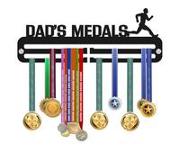 KreateSquare Medal Hanger for Dad | Sturdy 2-Row Medal Display Rack Made from 3mm Acrylic | Durable Medal Holder | Ideal Wall & Bedroom Decoration (Black)