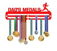 KreateSquare Medal Hanger for Dad | Sturdy 2-Row Medal Display Rack Made from 3mm Acrylic | Durable Medal Holder | Ideal Wall & Bedroom Decoration (Red)