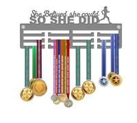 KreateSquare Medal Hanger for Runner | So She Did Theme | Sturdy 3-Row Medal Display Rack Made from 3mm Acrylic | Ideal Wall & Bedroom Decoration (Dark Grey)