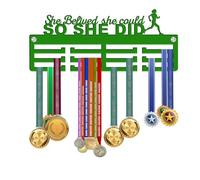 KreateSquare Medal Hanger for Runner | So She Did Theme | Sturdy 3-Row Medal Display Rack Made from 3mm Acrylic | Ideal Wall & Bedroom Decoration (Green)