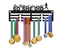 KreateSquare Medal Hanger for Runner | So She Did Theme | Sturdy 3-Row Medal Display Rack Made from 3mm Acrylic | Ideal Wall & Bedroom Decoration (Black)