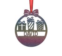 KreateSquare Personalised Christmas Bauble, 950 GSM Double-Sided Glitter Xmas Tree Decoration, Custom Name Baubles, Red & White Christmas Decorations Ornaments (Pastel Rainbow