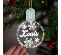 KreateSquare Personalised Christmas Bauble - Large LED Christmas Decoration, Rechargeable 7-Colour Changing RGB Ornament, Customise Name, Giant personalised christmas tree decorations (Design 11)