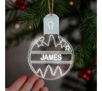 KreateSquare Personalised Christmas Bauble - Large LED Christmas Decoration, Rechargeable 7-Colour Changing RGB Ornament, Customise Name, Giant personalised christmas tree decorations (Design 14)