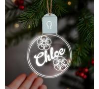 KreateSquare Personalised Christmas Bauble - Large LED Christmas Decoration, Rechargeable 7-Colour Changing RGB Ornament, Customise Name, Giant Personalised Christmas Tree Decorations (Design 13)