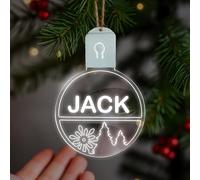 KreateSquare Personalised Christmas Bauble - Large LED Christmas Decoration, Rechargeable 7-Colour Changing RGB Ornament, Customise Name, Giant Personalised Christmas Tree Decorations (Design 15)