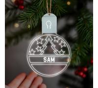 KreateSquare Personalised Christmas Bauble - Large LED Christmas Decoration, Rechargeable 7-Colour Changing RGB Ornament, Customise Name, Giant personalised christmas tree decorations (Design 5)