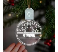 KreateSquare Personalised Christmas Bauble - Large LED Christmas Decoration, Rechargeable 7-Colour Changing RGB Ornament, Customise Name, Giant personalised christmas tree decorations (Design 10)