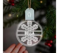 KreateSquare Personalised Christmas Bauble - Large LED Christmas Decoration, Rechargeable 7-Colour Changing RGB Ornament, Customise Name, Giant Personalised Christmas Tree Decorations (Design 2)