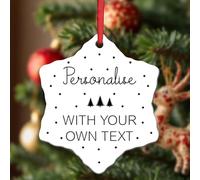 KreateSquare Personalised Christmas Bauble Star Shape Ceramic Decoration, Custom Text Xmas Ornament, Unique Gift for Family, Couples, Pets, Baby’s First or First Home Christmas Keepsake
