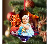 KreateSquare Personalised Christmas Bauble Star Shape Ceramic Tree Decoration, Custom Photo Xmas Ornament, Unique Gift for Family, Couples, Pets, Baby’s First or First Home Christmas Keepsake
