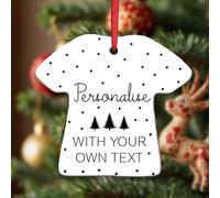 KreateSquare Personalised Christmas Bauble T Shirt Shape Ceramic Decoration, Custom Text Xmas Ornament, Unique Gift for Family, Couples, Pets, Baby’s First or First Home Christmas Keepsake