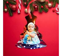 KreateSquare Personalised Christmas Bauble Tree Shape Ceramic Tree Decoration, Custom Photo Xmas Ornament, Unique Gift for Family, Couples, Pets, Baby’s First or First Home Christmas Keepsake