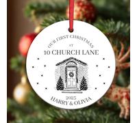 KreateSquare Personalised Christmas Baubles First Christmas at (K1478-D03) | Celebrate your very first Christmas as husband and wife with our beautifully crafted ceramic ornament, a timeless keepsake