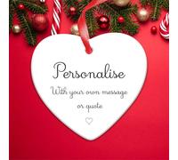 KreateSquare Personalised Christmas Baubles Heart Shape Ceramic Christmas Tree Decorations Hanging Xmas Trees Bauble Balls | Piece of Heart for Your Christmass Tree Where Memories Sparkles