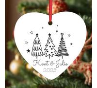 KreateSquare Personalised Christmas Baubles Heart Shape Ceramic Christmas Tree Decorations Hanging Xmas Trees Bauble Balls | Piece of Heart for Your Christmass Tree Where Memories Sparkles