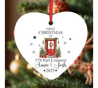 KreateSquare Personalised Christmas Baubles Heart Shape Ceramic Christmas Tree Decorations Hanging Xmas Trees Bauble Balls | Piece of Heart for Your Christmass Tree Where Memories Sparkles