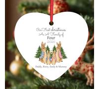 KreateSquare Personalised Christmas Baubles Heart Shape Ceramic Christmas Tree Decorations Hanging Xmas Trees Bauble Balls | Piece of Heart for Your Christmass Tree Where Memories Sparkles