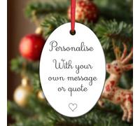KreateSquare Personalised Christmas Baubles Oval Shape Ceramic Christmas Tree Decorations Hanging Xmas Trees Bauble Balls | Piece of Heart for Your Christmass Tree Where Memories Sparkles
