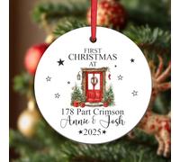 KreateSquare Personalised Christmas Baubles Round Shape Ceramic Christmas Tree Decorations Hanging Xmas Trees Bauble Balls | Piece of Heart for Your Christmass Tree Where Memories Sparkles