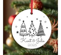 KreateSquare Personalised Christmas Baubles Round Shape Ceramic Christmas Tree Decorations Hanging Xmas Trees Bauble Balls | Piece of Heart for Your Christmass Tree Where Memories Sparkles