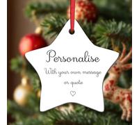 KreateSquare Personalised Christmas Baubles Star Shape Ceramic Christmas Tree Decorations Hanging Xmas Trees Bauble Balls | Piece of Heart for Your Christmass Tree Where Memories Sparkles