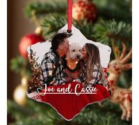 KreateSquare Personalised Christmas Baubles Star Shape Ceramic Christmas Tree Decorations Hanging Xmas Trees Bauble Balls | Piece of Heart for Your Christmass Tree Where Memories Sparkles