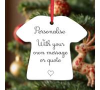KreateSquare Personalised Christmas Baubles T-Shirt Shape Ceramic Christmas Tree Decorations Hanging Xmas Trees Bauble Balls | Piece of Heart for Your Christmass Tree Where Memories Sparkles