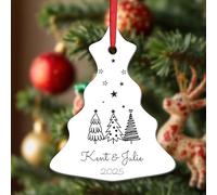 KreateSquare Personalised Christmas Baubles Tree Shape Ceramic Christmas Tree Decorations Hanging Xmas Trees Bauble Balls | Piece of Heart for Your Christmass Trees Where Memories Sparkles