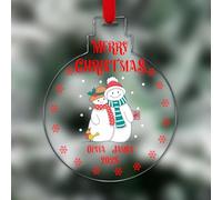 KreateSquare Personalised Christmas Tree Decorations Baubles with Snow Man & Women with Names | Xmas Tree Decoration Hanging Ornaments Personalised Bauble for Xmas Decorations