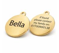 KreateSquare Personalised Dog Tag Engraved Rose Gold Pet ID Tag Round 30 mm | Custom Name Tag for Dogs & Cats with Phone Number | Stylish Collar Tag