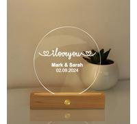 KreateSquare Personalised Gifts Night Light with Any Name and Date, 7 Colour Changing Lights Lamp, Boyfriend Girlfriend Gifts for Engagement, Wedding, Anniversary or Birthday