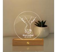 KreateSquare Personalised Gifts Night Light with Any Name and Date, 7 Colour Changing Lights Lamp, Boyfriend Girlfriend Gifts for Engagement, Wedding, Anniversary or Birthday