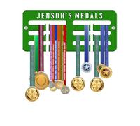 KreateSquare Personalised Medal Hanger for Any Sport | Sturdy 3-Row Medal Display Rack Made from 3mm Acrylic | Customised with Name Only | Ideal Wall & Bedroom Decoration (Green)