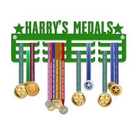 KreateSquare Personalised Medal Hanger for Any Sport | Sturdy 3-Row Medal Display Rack Made from 3mm Acrylic | Customised with Name Only | Ideal Wall & Bedroom Decoration (Green)