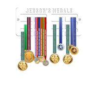 KreateSquare Personalised Medal Hanger for Any Sport | Sturdy 3-Row Medal Display Rack Made from 3mm Acrylic | Customised with Name Only | Ideal Wall & Bedroom Decoration (White)