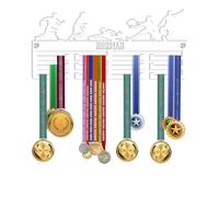 KreateSquare Personalised Medal Hanger for Football | Sturdy 3-Row Medal Display Rack Made from 3mm Acrylic | Customised with Your Name | Ideal Wall & Bedroom Decoration (White)