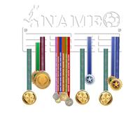 KreateSquare Personalised Medal Hanger for Football | Sturdy 3-Row Medal Display Rack Made from 3mm Acrylic | Customised with Your Name | Ideal Wall & Bedroom Decoration (Black) (White)