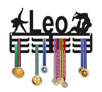 KreateSquare Personalised Medal Hanger for Karate | Strong Trophy Display Rack Made from 3mm Acrylic | 3 Row Medal Holder Personalised with Name | Ideal Wall & Bedroom Decoration (Black)