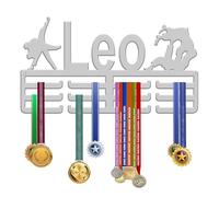 KreateSquare Personalised Medal Hanger for Karate | Strong Trophy Display Rack Made from 3mm Acrylic | 3 Row Medal Holder Personalised with Name | Ideal Wall & Bedroom Decoration (Light Grey)
