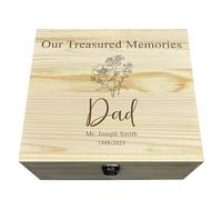 KreateSquare Personalised Memory Box Engraved Father Memorial Wooden Keepsake Box for Bereavement, Remembrance (Large 28 x 28 x 11)