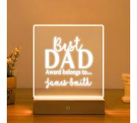 KreateSquare Personalised Night Light, Fathers Dad Grandad Bedside Lamp with Name,Custom 7 Colors Night Lamp Gift Bedroom Decoration, Birthday Gifts for Dad, Fathers Day Gift, (Design 16)