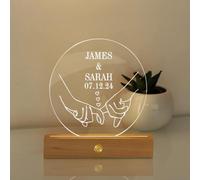 KreateSquare Personalised Night Light with Any Name and Date, 7 Colour Changing LED Lamp, Ideal for Valentines, Birthday Gifts for Her, Gifts for Wife for Home, Lamp Room Decor