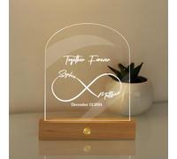 KreateSquare Personalised Night Light with Name & Date, 7 Colour Changing LED Lamp, Custom Gift for Valentine, Boyfriend Girlfriend, Engagement, Wedding, Anniversary & Birthday (Design-1)