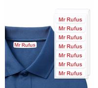 KreateSquare Personalized Iron on Name Tags Clothing Labels 100pcs | Customizable Kids Name Tag Stickers with Cute Symbols | Gentle with Kids Skin | Suitable for School Uniform, Office Tags - Red